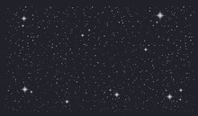 Stary Night Sky Horizontal Vector Background. Vector Illustration