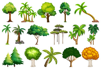 Wall Mural - set of variety plants and trees