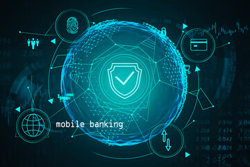 Poster - Green mobile banking and cyber security interface