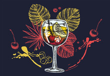 Cocktail Menu Design Template. Alcoholic Cocktails Hand Drawn.	