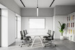 © ImageFlow - White meeting room with mock up poster