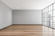 © ImageFlow - Empty grey panoramic living room interior