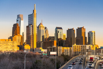 Wall Mural - Philadelphia sunset night