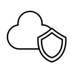 Sticker - cloud computing with shield line style