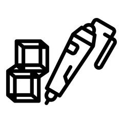Poster - 3d cubes pen icon. Outline 3d cubes pen vector icon for web design isolated on white background