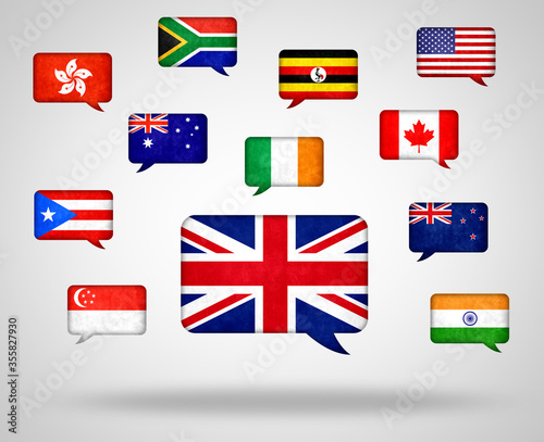 Leinwand Poster English language in the World - Different Countries with English as language