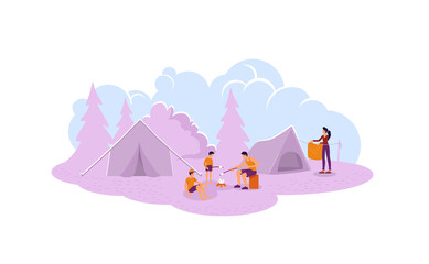 Wall Mural - camping 2d vector web banner, poster