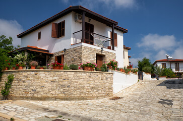 The new white houses of Pano Lefkara village. Larnaca District. Cyprus