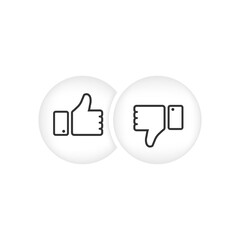 Poster - Like and dislike symbol line icon button on isolated white background. EPS 10 vector