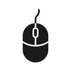 Fototapete - Black silhouette of a computer mouse icon is isolated on a white background. Vector illustration, EPS 10.