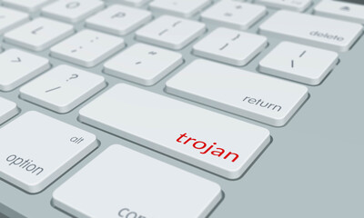 Close up of trojan keyboard button