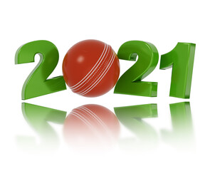 Wall Mural - Cricket ball 2021 Design on White