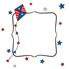 Wall Mural - Frame with text box for text on USA Independence Day. Pattern for July 4th in the national colors of the United States of America. Vector illustration for the design of posters, cards and banners.