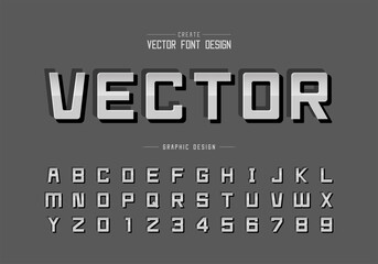 Poster - reflective font and alphabet vector, gradient style square typeface letter and number design, graphi