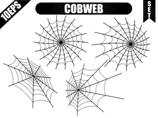 Vector of cobweb icon set with white background.