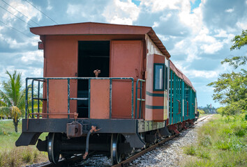 Old steam locomotives or railway trains