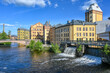 The old industrial landscape during spring. Norrkoping is a historic industrial town in Sweden.