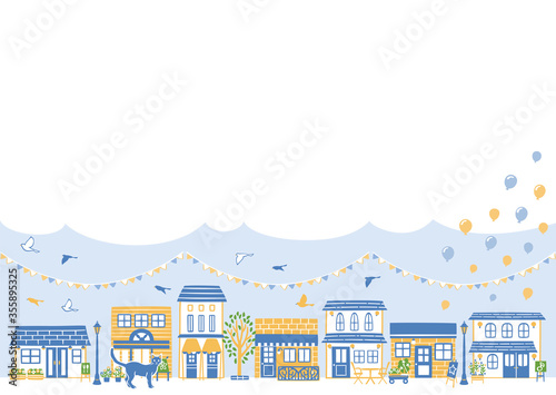 街並み 商店街 イラスト Stock Vector Adobe Stock