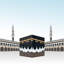 Kaaba In Haram Mosque Building For Pilgrimage Or Hajj Steps