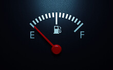 Fuel Gauge With A Red Needle Indicating Empty. 3d Render