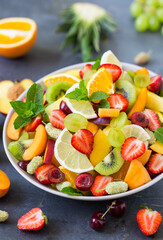Poster - Healthy fresh fruit salad in the bowl