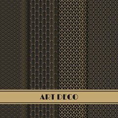 Poster - Set of art deco seamless pattern. Vector illustration vintage design. Abstract seamless geometric patterns