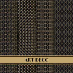 Poster - Set of art deco seamless pattern. Vector illustration vintage design. Abstract seamless geometric patterns