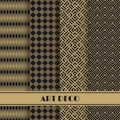 Poster - Set of art deco seamless pattern. Vector illustration vintage design. Abstract seamless geometric patterns