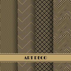 Poster - Set of art deco seamless pattern. Vector illustration vintage design. Abstract seamless geometric patterns