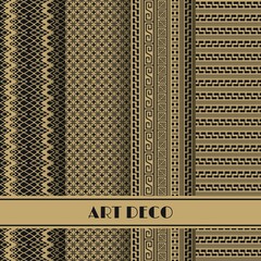 Aufkleber - Set of art deco seamless pattern. Vector illustration vintage design. Abstract seamless geometric patterns