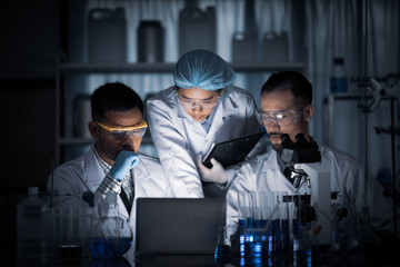 Wall Mural - medical science technology research in chemical laboratory, professional scientist working for exper