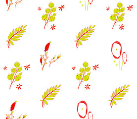 Poster - Bright color beautiful background. Tileable images from leaves and  plants. Summer theme pattern.
