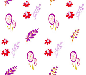 Poster - Bright color beautiful background. Tileable images from leaves and  plants. Summer theme pattern.
