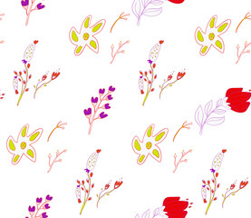Poster - Bright color beautiful background. Tileable images from leaves and  plants. Summer theme pattern.
