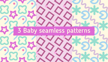 Poster - Image without seams. Beautiful pattern on a summer theme. Pattern consisting of  doodle and square. Background image.
