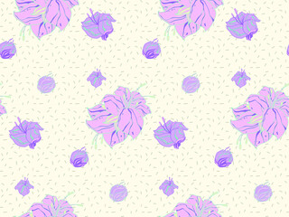 Poster - Image without seams. Beautiful pattern on a summer theme. Pattern consisting of  flowers and  herbs. Background image.

