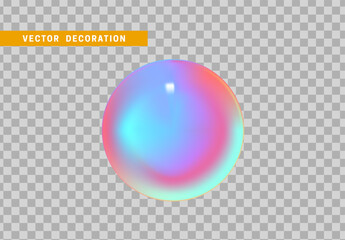 Poster - Sphere is three-dimensional geometric shape isolated with colorful hologram chameleon color gradient. 3d objects round ball. vector illustration.