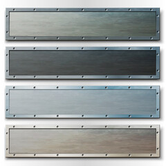 set of horizontal metal plates for banners and headers.