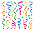 Set of colorful confetti different shapes. Perfect for decorating greeting cards, banners, backgrounds.