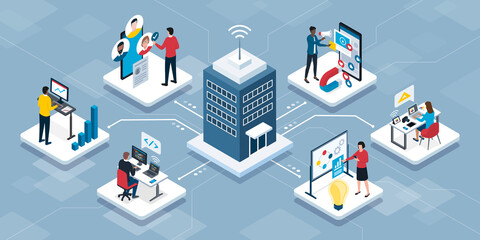 people connecting online and working remotely
