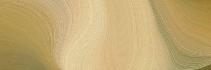Poster - soft artistic art design graphic with modern curvy waves background design with dark khaki, pastel brown and wheat color