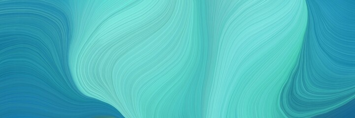Fototapete - soft abstract art waves graphic with smooth swirl waves background design with medium turquoise, dark cyan and light sea green color