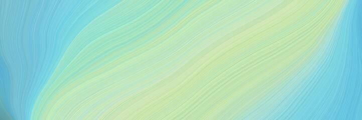 Poster - soft creative waves graphic with modern soft curvy waves background illustration with pastel blue, tea green and medium turquoise color