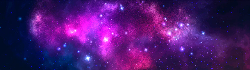 vector cosmic watercolor illustration. colorful space background with stars