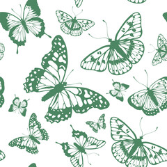  Vector butterflies pattern. Abstract seamless background.
