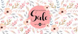 © elinka_art - Horizontal poster with watercolor pink flowers. Seasonal sale banner.
