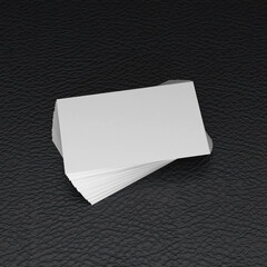 Sticker - Blank business cards on a leather background mockup