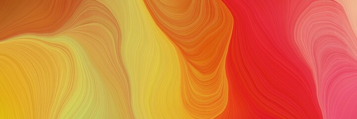 Poster - colorful vibrant abstract artistic waves graphic with elegant curvy swirl waves background illustration with peru, bronze and pastel orange color
