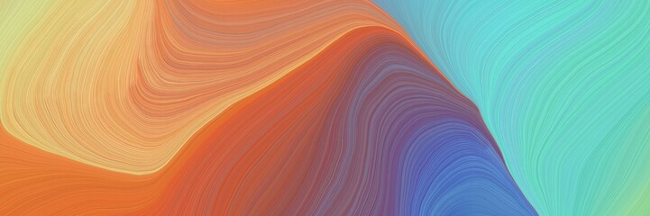Aufkleber - colorful vibrant abstract art waves graphic with smooth swirl waves background design with peru, indian red and medium aqua marine color