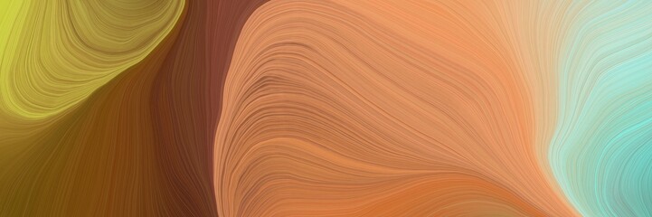 Poster - colorful vibrant background graphic with contemporary waves design with peru, pastel blue and saddle brown color